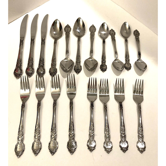 Dining Vintage National Stainless Japan Rose Leaf Antique Flatware 28